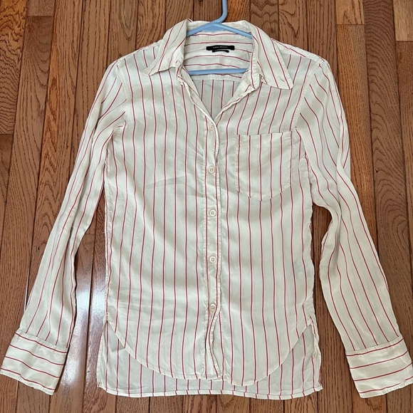 Isabel Marant Cream and Red Striped Button Down Shirt - Picture 1 of 13